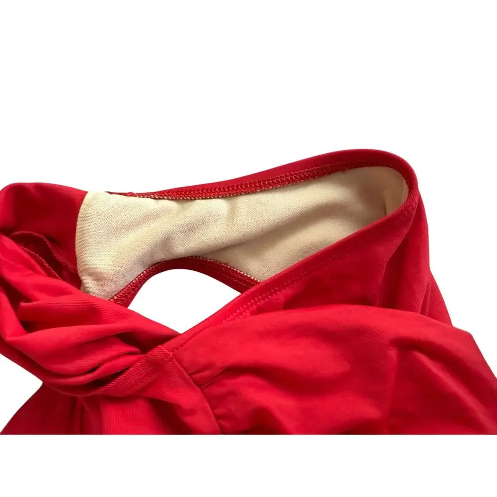 La Blanca Size 4 Red Ruched One Piece Swimsuit Sweetheart Halter Tummy Control